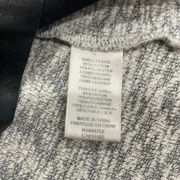 Rebecca Taylor Lamb Leather Knit Crew Neck Sweater Black Grey SZ XS - Picture 5 of 6